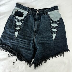 Vintage dark denim high rise shorts